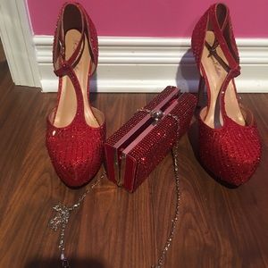 Red Rhinestone platforms